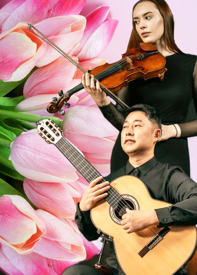 Букет музыки для любимой в День Святого Валентина - скрипка и гитара